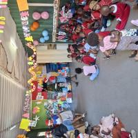 Handing out gifts to the smaller children