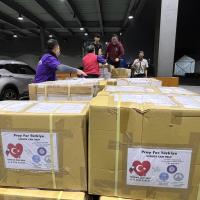 The relief supplies went to the logistics center for preparation.