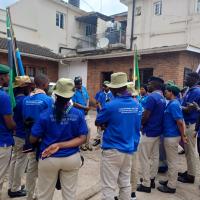 In this Image the Scouts was at Adult Scout, Commissioner of Scout in Arusha Region, Mr. Shakir. They provide education, Spread the message of uhuru torch, Emphasizing environmental preservation and water source protection as well as Volunteering Activities.