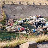 Litter trap congested with mostly plastic