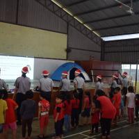 Doing the penguin dance with the children