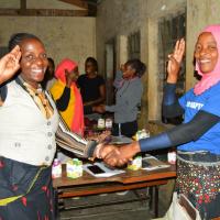 Learning by doing, scout hand shake and salute
