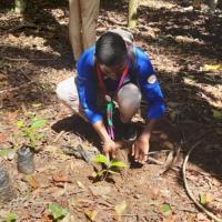 Claver Arnold entrain de planter pour un monde sain et vert