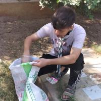 Picking the plastics. 