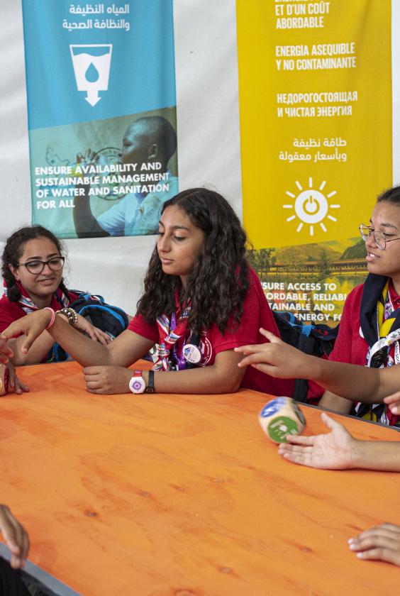 Scouts talking about the SDGs