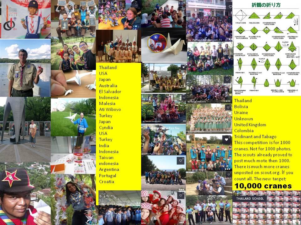 1000 PAPER CRANES FOR PEACE . A NEW TARGET  MAY BE DEMANDED AS 10,000 CRANES, GREAT SUCCESS