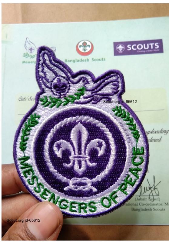  Massenger of peace ring badge.