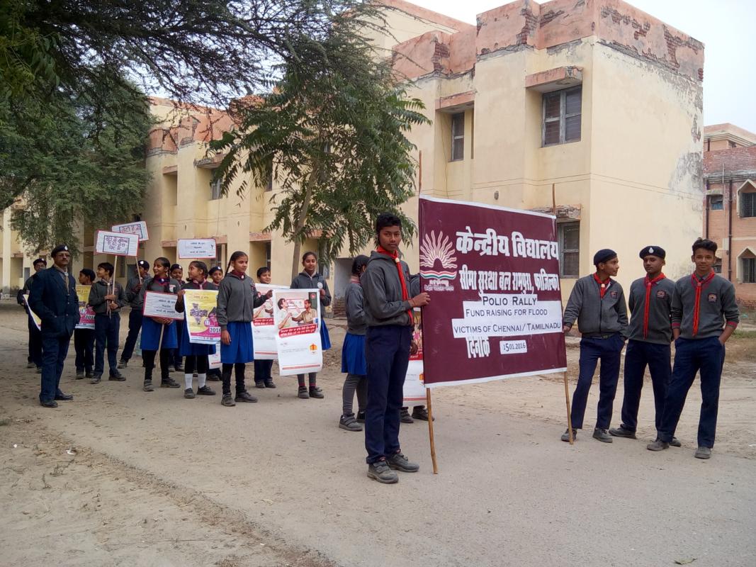 Fund raising with my scouts for flood victims of Chennai/Tamilnadu (India) - Rally and door - to door collection.