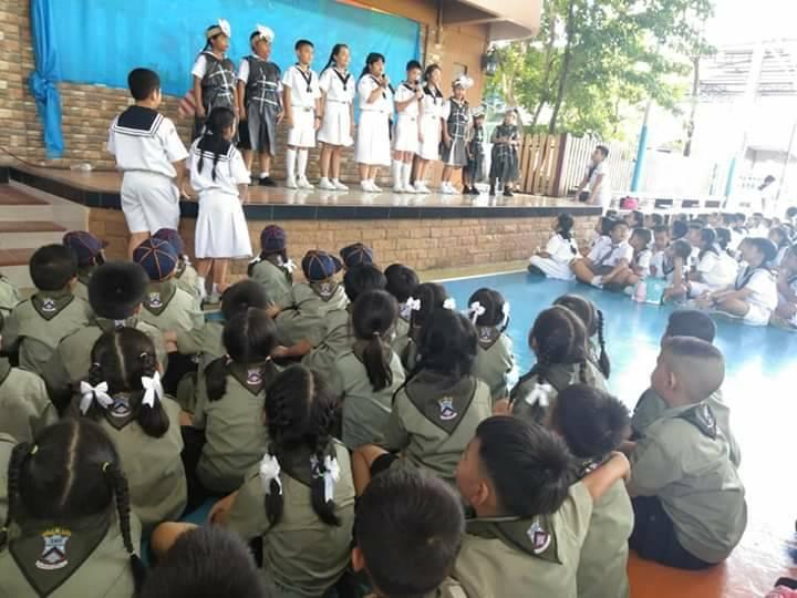 กิจกรรมการเเสดงการกำจัดลูกน้ำยุงลายของลูกเสือ