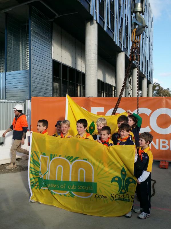 Diamantina Cubs raise the CUBS100 flag above Canberra!