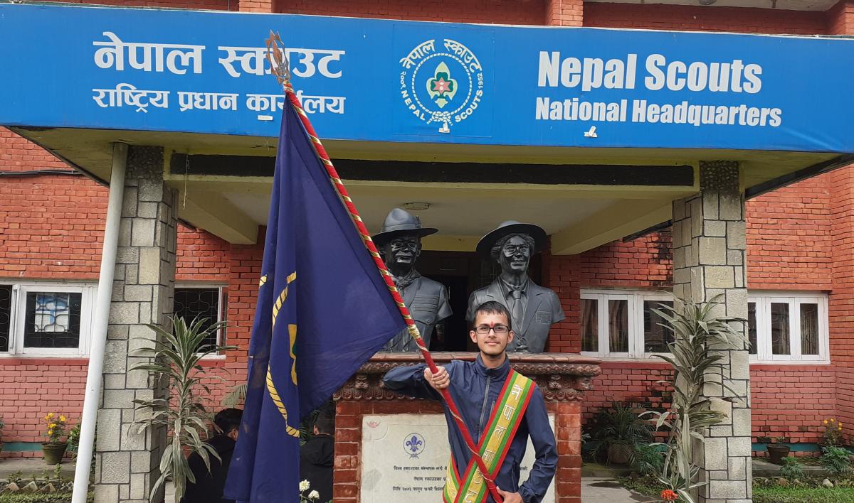 Nepal scout Central marchpast team marchpast at Sainik manch, Tudikhel, Kathmandu on. 