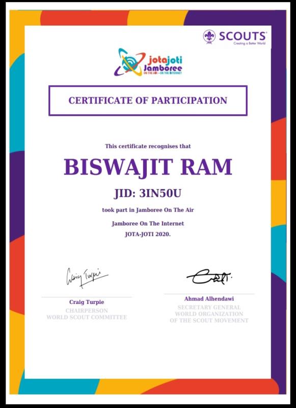JOTA-JOTI 2020 CERTIFICATE 