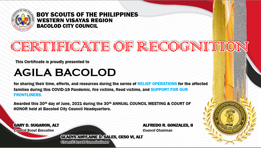 Agila Bacolod recognized during the Annual Council Meeting of BSP Bacolod City Council