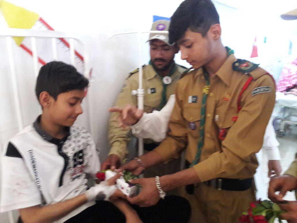 A delegation of Wahdat Scouts Open Group Punjab lead by group coordinator visited the area affected by yesterday bomb blast at Gulshin e Iqbal lahore & also met injured's of the incident at local hospital