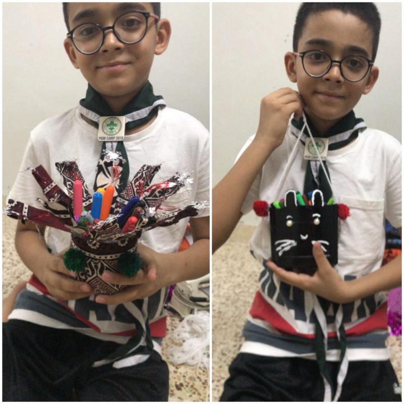 Recycling items and making new things.