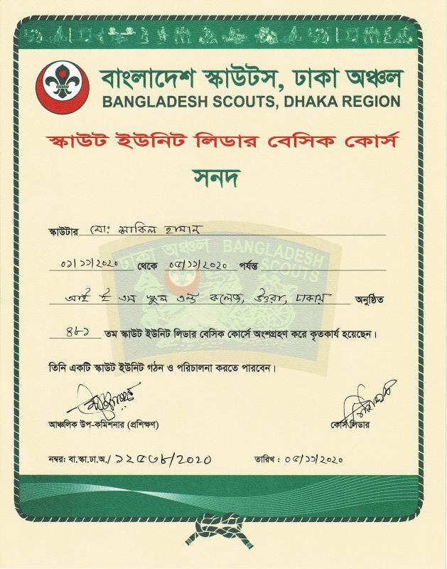 481TH  SCOUT UNIT LEADER BESIC COURSE 2020