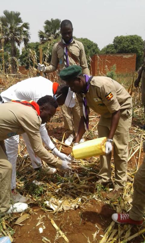 Tree planting in Uganda by  Omoro district scouts