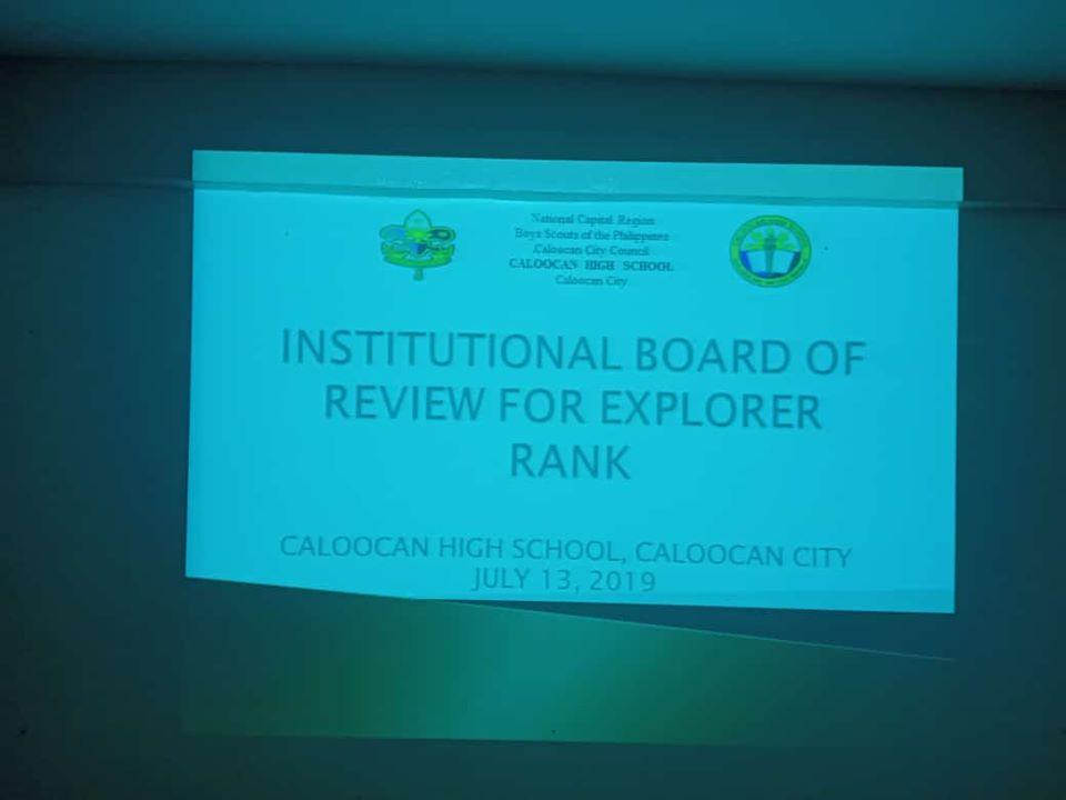 INSTITUTIONAL BOARD OF REVIEW FOR EXPLORER RANK
