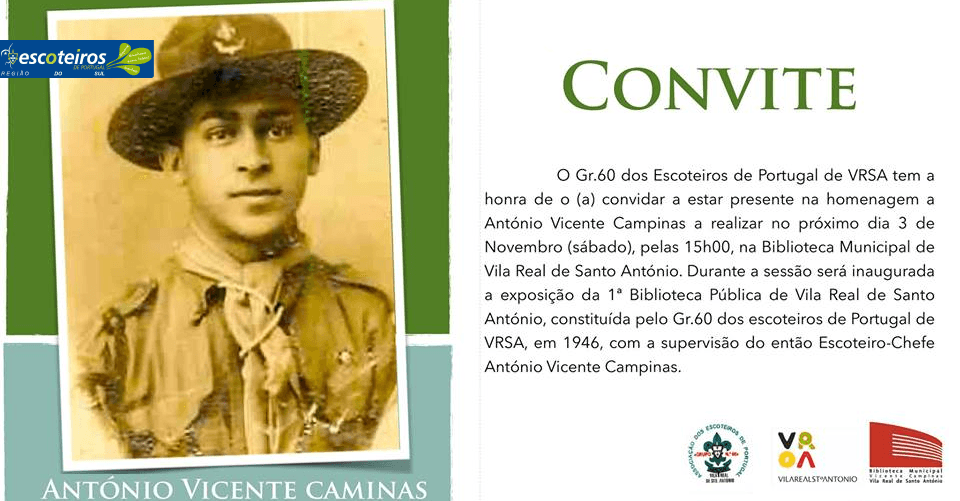 Homenagem a António Vicente Campinas - Grupo 60 V. R. St.º António, Escoteiros de Portugal