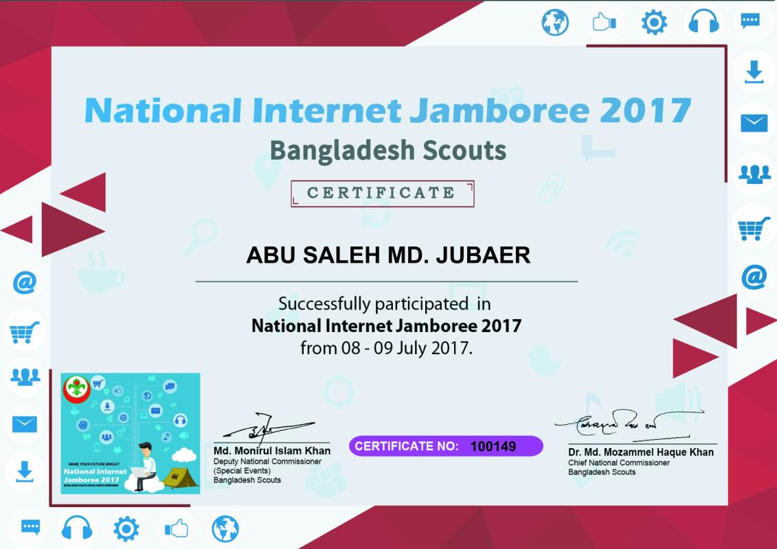 National Internet Jamboree 2017. My certificate  
