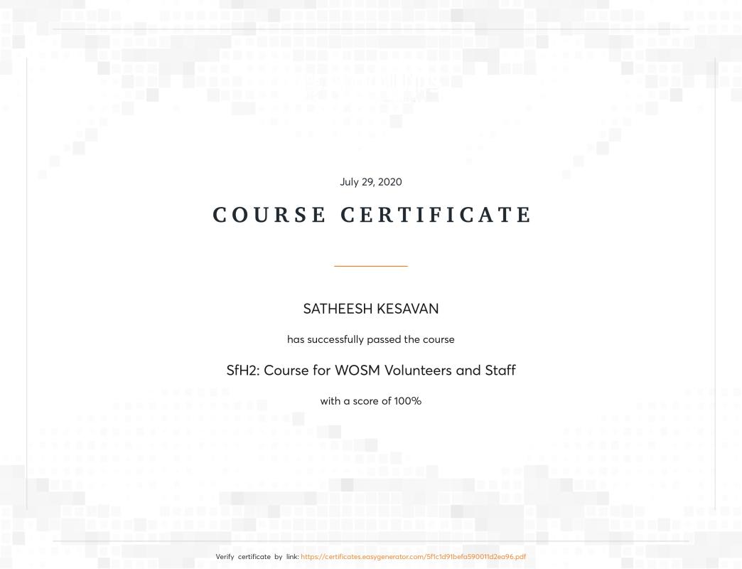 Safe From Harm Course for WOSM Volunteers and Staff