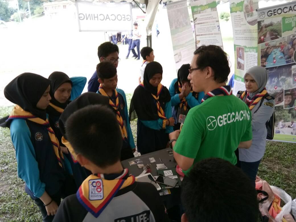Geocaching booth at 108 years of Scouting in Kuala Lumpur camporee