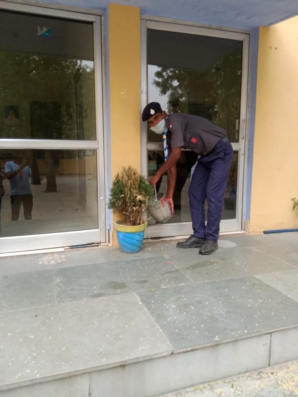 कोरोना महामारी चालते हम ओर हमारे के रोवरो न खैरथाल थान में पेड पोधो मे पानी डाला