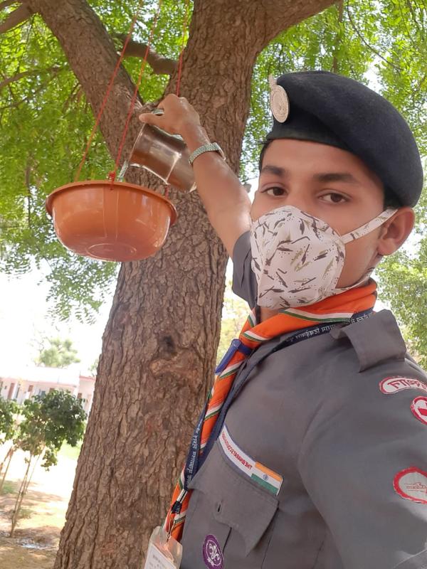 परिंडे लगाते हुए