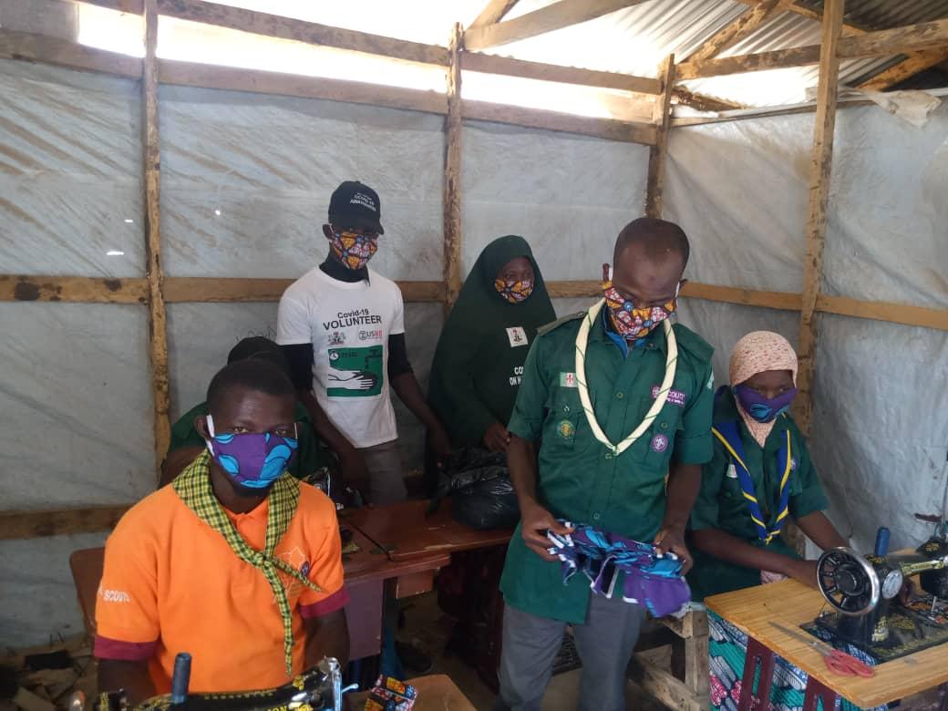 The Scout Association of Nigeria - Borno State Scout Council provides Safety Masks in fighting against Covid-19 at Internal Displaced People (IDP) Camps