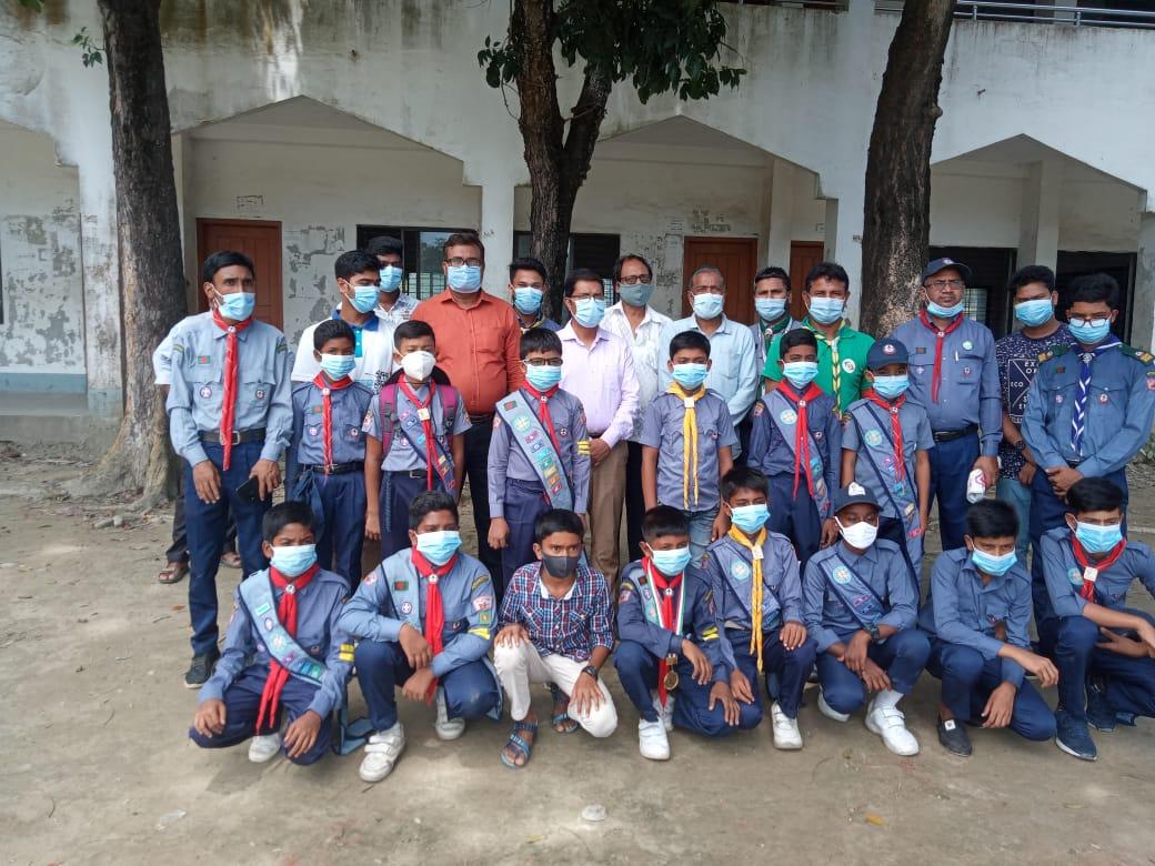 অঞ্চল পর্যায়ে জুম ক্লাউড এর মাধ্যমে শাপলা কাব মূল্যায়নে ছোট কাব শিশু দের সেবা দান