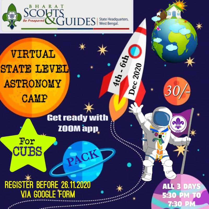 Virtual state level astronomy camp for cubs I am join. 