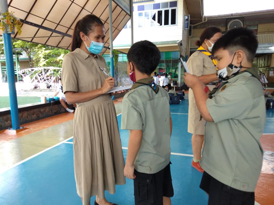 กิจกรรมฝึกท่องกฎ และคำปฏิญาณของลูกเสือ