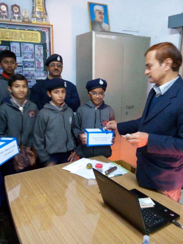 Fund raising for Flood Victims of Chennai / Tamilnadu (India) by Scouts & Guides of Kendriya Vidyalaya Fazilka.