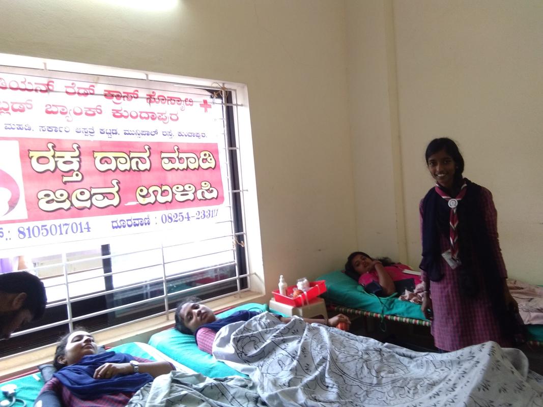 "Blood Donation Camp" by Lion's Club in association with Indian Red Cross Unit at Dr. G.Shankar. Government Women's First Grade college & P G Study center,Ajjarkadu ,Udupi district,Karnataka state , India.