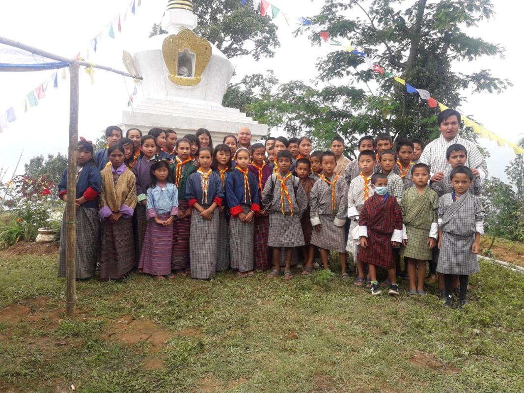 "white washing stupa"