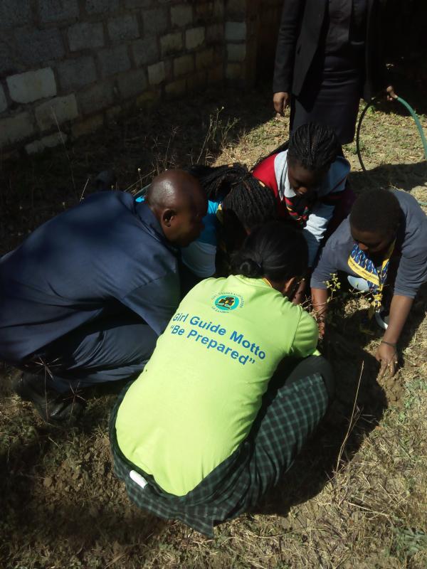 Girl Guides Plant Trees at Scout Headquarters in Lusaka