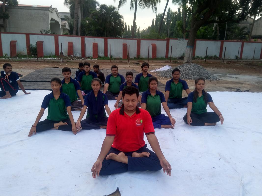 THE BHARAT SCOUTS & GUIDES
Regional Level Workshop on WOSM Initiative held at D.HQ waltair division, Visakhapatnam from 16th to 20th August 2019.
On 18th August in the morning we are doing Yoga practicing