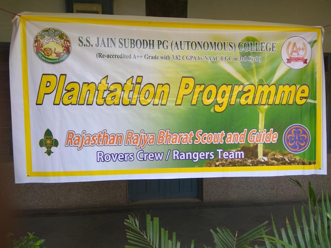 on the ocassion of the tree 
plantation at ssjain pg autonomous college. we are giving a message "Go green Go clean" by rovers and rangers