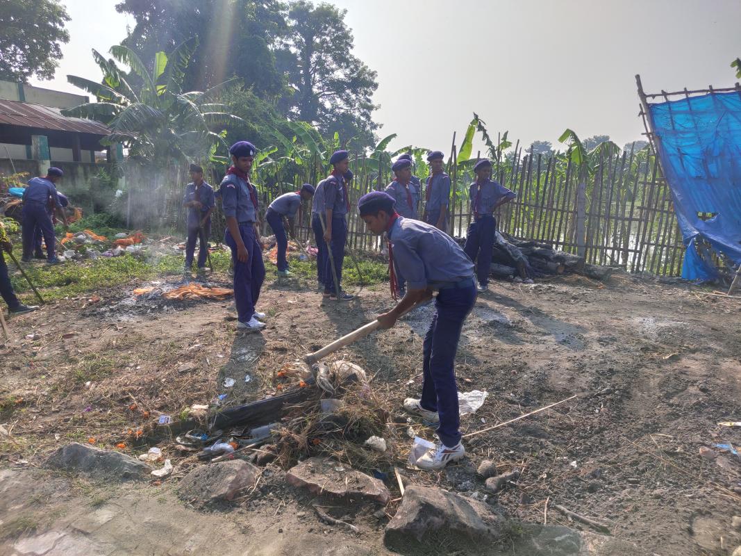 महात्मा गांधी के 150वीं वर्षगांठ के मौके पर विद्यालय स्तर पर चलाया गया स्वच्छता अभियान