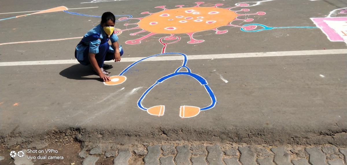 fight corona rangoli