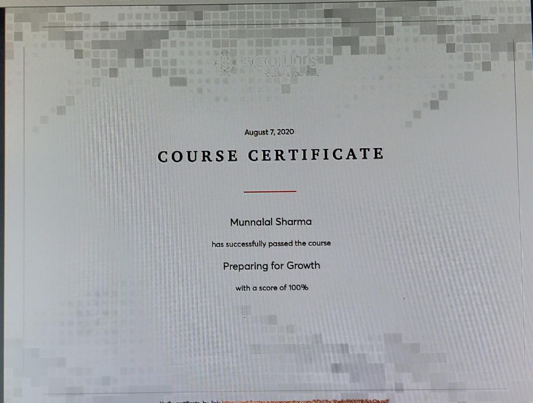Preparing for Growth course complete