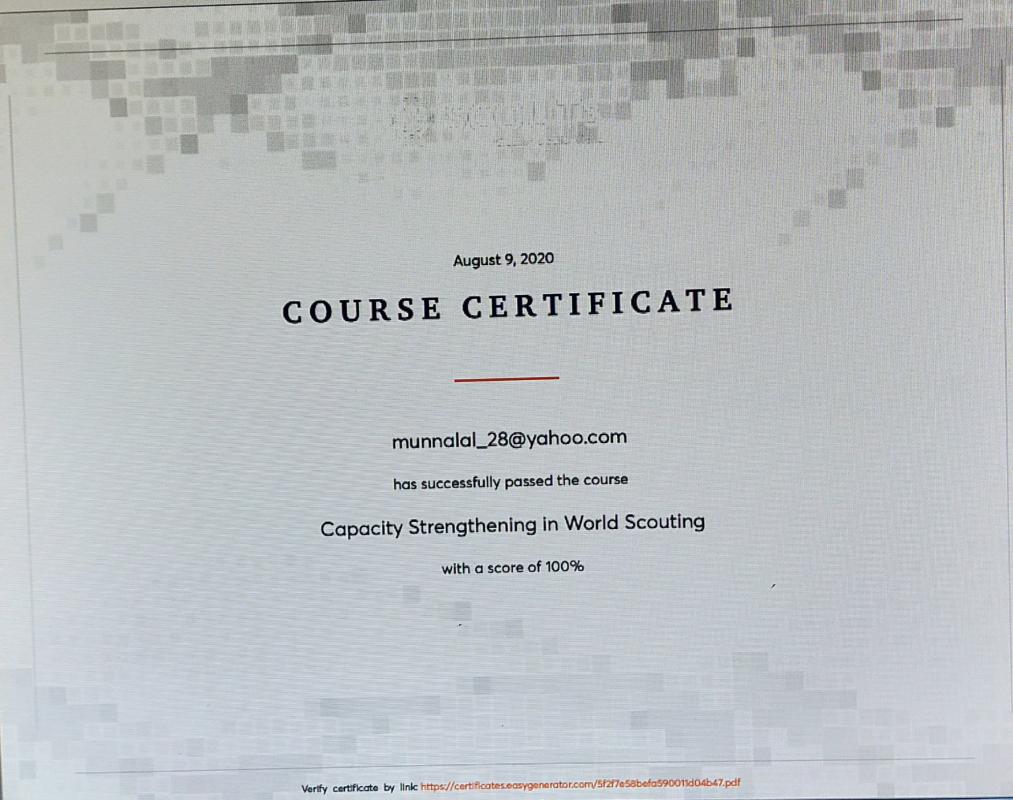 Capacity Strengthening in World Scouting course complete