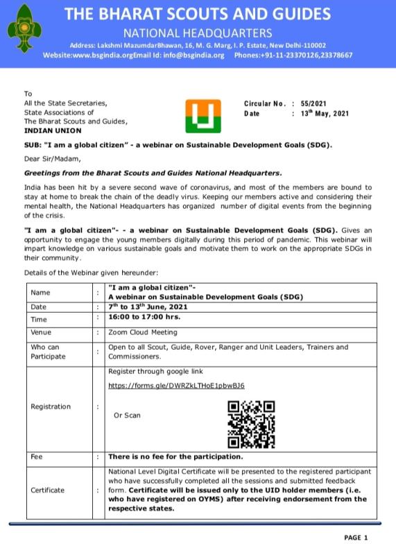 "I AM A GLOBAL CITIZEN" WEBINAR ON SUSTAINABLE DEVELOPMENT GOALS (SDG) 