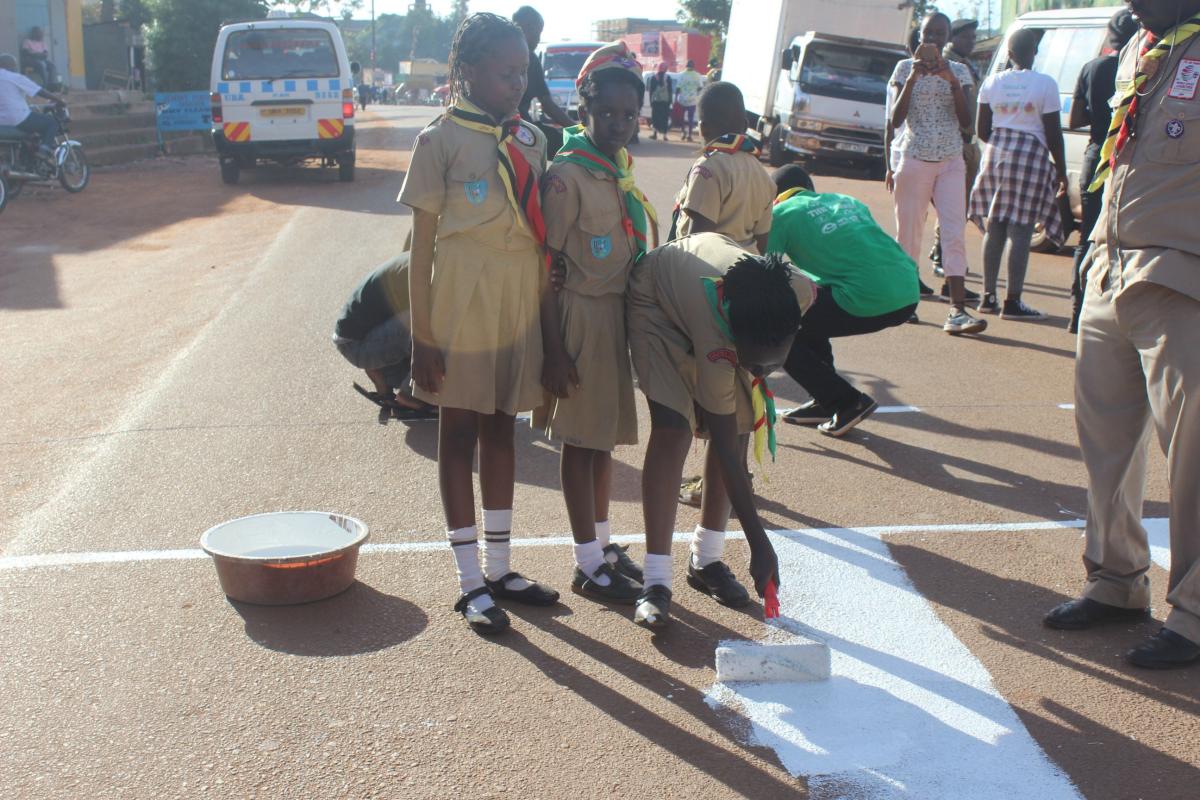 nakawa scouts participate in road safety awareness by zebra crossing 
