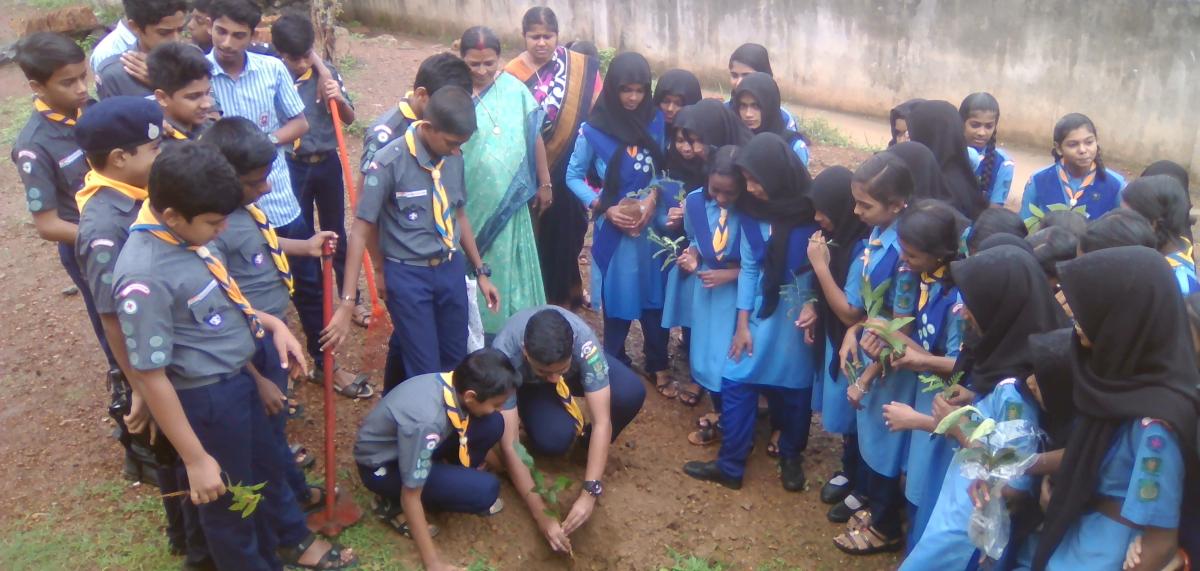 CREATING A GREEN UMBRELLA FOR EARTH BY SCOUTS & GUIDES OF RAJAH'S