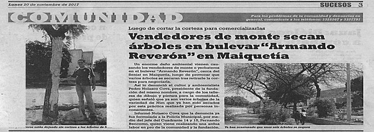EN DEFENZA DE NUESTROS ARBOLES DE NUESTRA COMUNIDAD
