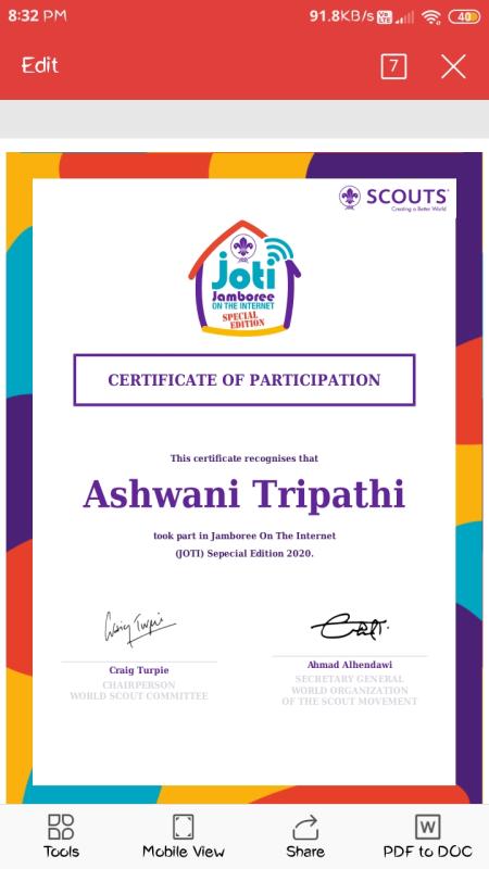 Certificate of participation