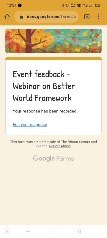  EVENT FEEDBACK WABINAR ON BETTER WORLD FRAMEWORK BY FIROZ KHAN SER BSG  ADRA 