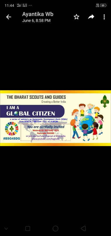 "I am a global citizen"a series of webinar on Sustainable Development Goals