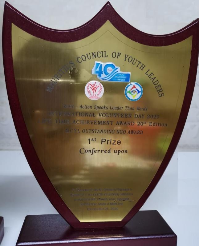 Mauritius Scouts Association awarded Outstanding/Best NGO on IVD- Mauritius